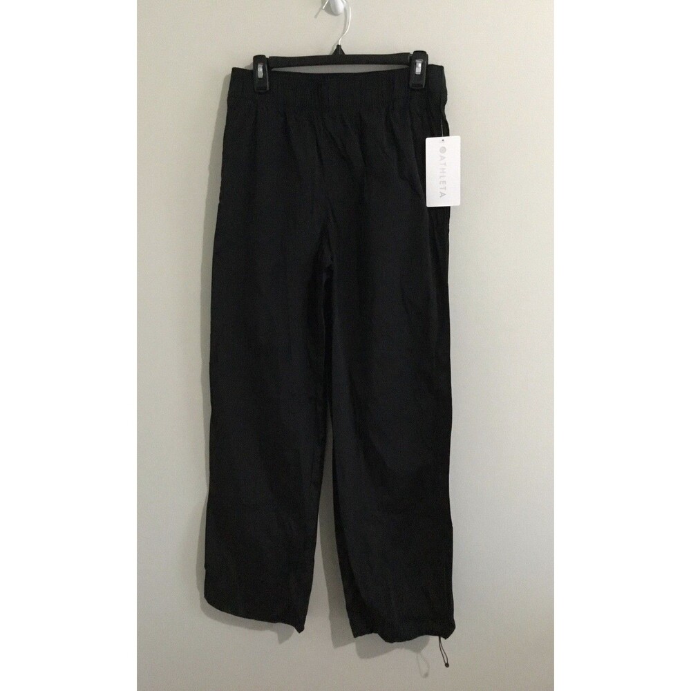Athleta Power Of She Track Pants Womens Sz Small Womens Black Elastic Pull On